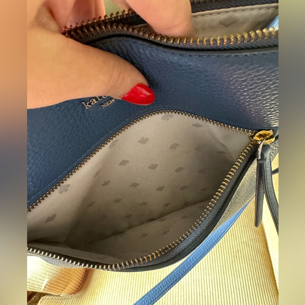 NWOT Kate Spade Smokey Blue Pebbled Leather Crossbody - Picture 3 of 7